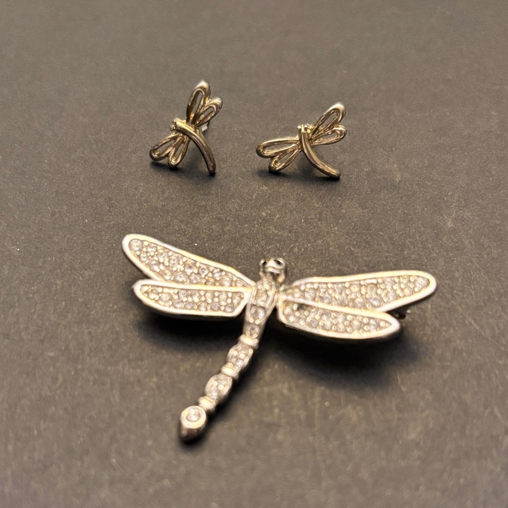 Elegant Silver Dragonfly Jewelry Set